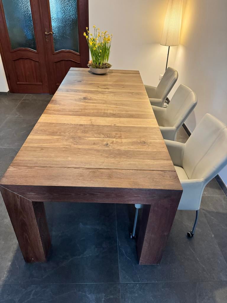 Houten eettafel 235x96cm, Ophalen, Gebruikt, 200 cm of meer, 50 tot 100 cm