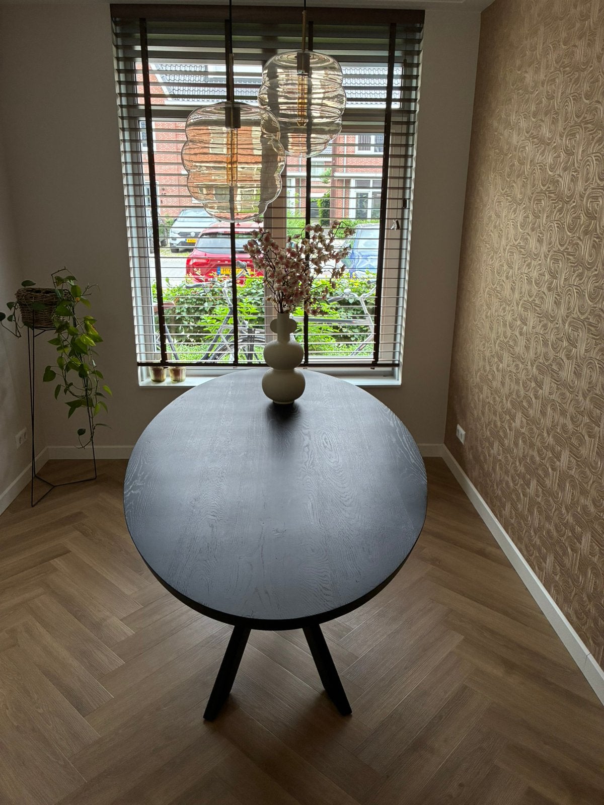 Table du Sud ovaal massief eiken tafelblad 210x105 zwart, Huis en Inrichting, Tafels | Eettafels, Ophalen, 100 tot 150 cm, Eikenhout