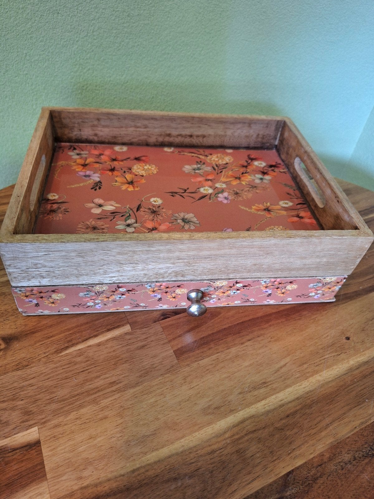 dienblad (thee), Ophalen, Zo goed als nieuw, Rechthoekig, Hout
