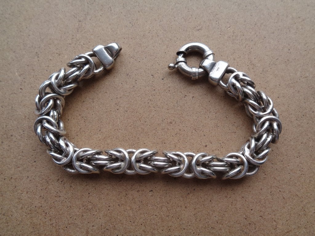 zilveren armband byzantijnse schakel met veerslot [571], Sieraden, Tassen en Uiterlijk, Verzenden, Zo goed als nieuw, Zilver, Zilver