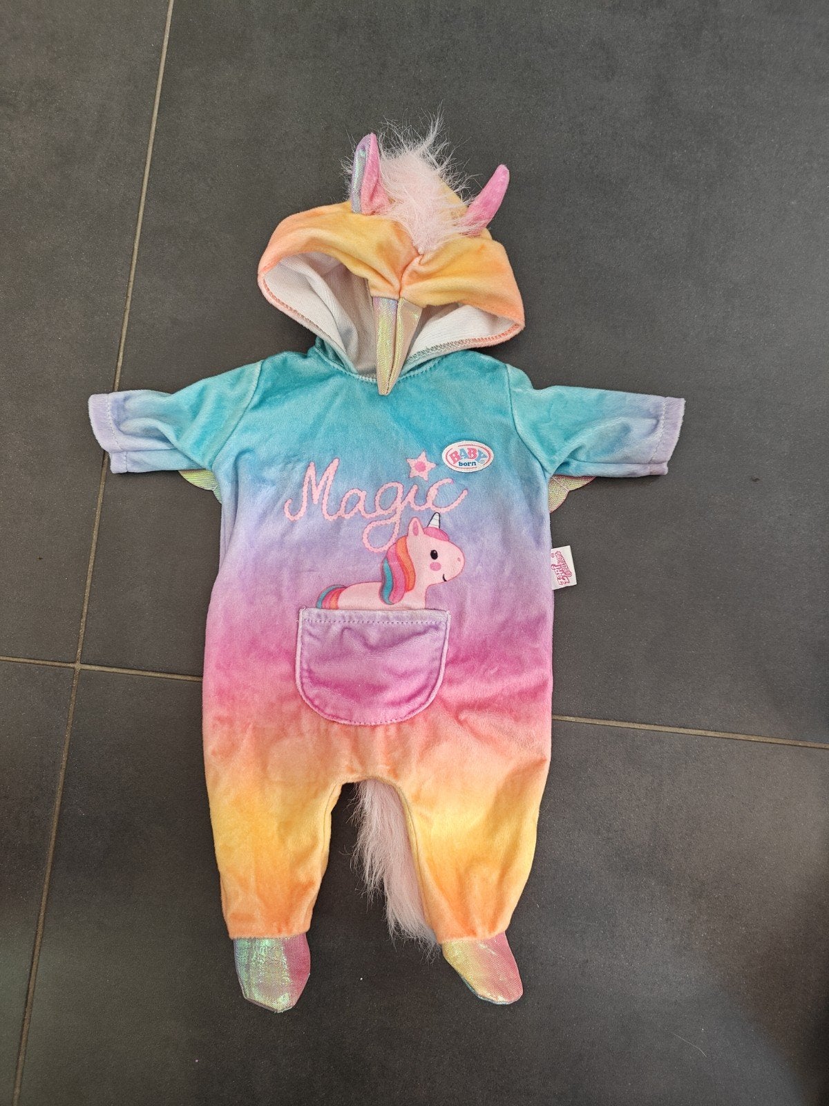 BABY born Eenhoornpakje Onesie - Regenboogkleuren, Ophalen of Verzenden, Zo goed als nieuw, BABY born, Meisje