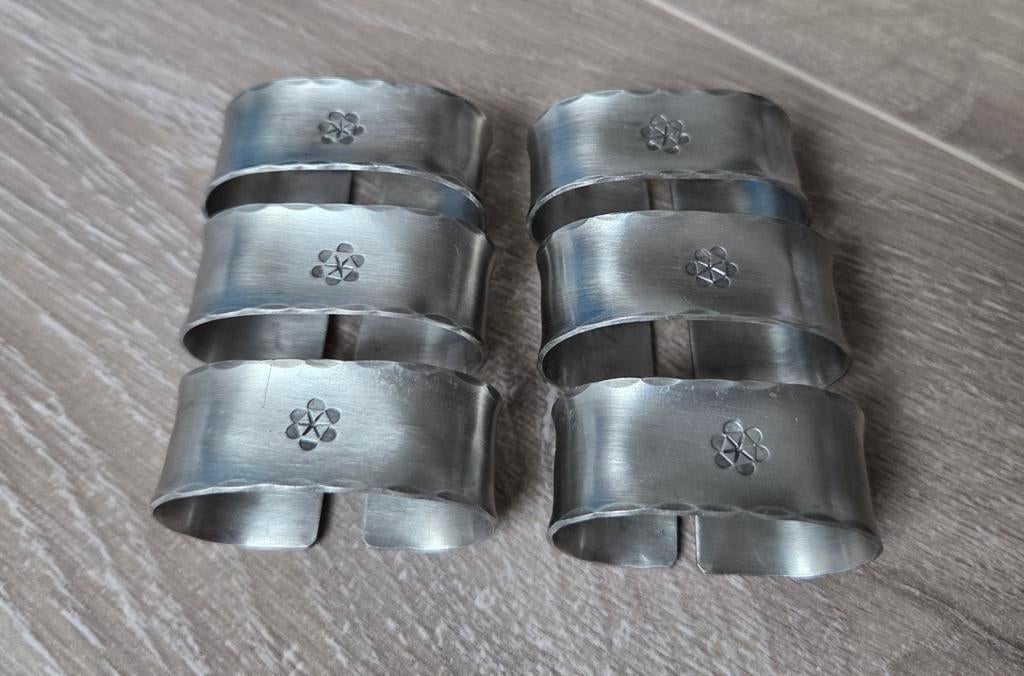 6x Tin Servetringen ASOE Aabenraa Denemarken Vintage 1970s, Ophalen, Overige materialen, Overige typen, Zo goed als nieuw