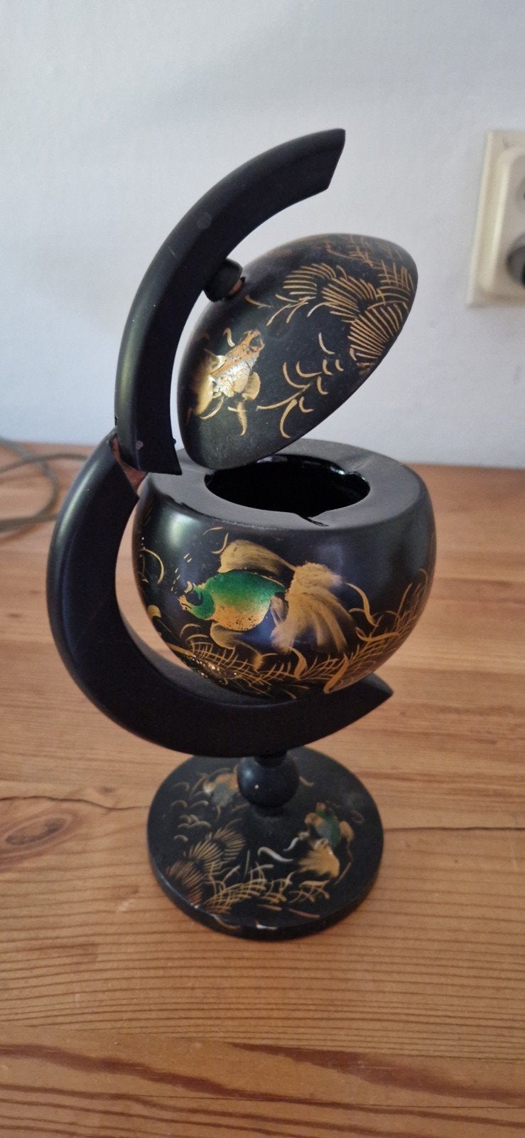 Vintage Japanse Lakwerk Asbak/Snuifdoosje met Draken, Ophalen