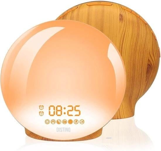 Multifunctionele Wake-Up Light – Wekkerradio - Houtkleurig, Witgoed en Apparatuur, Wekkers, Ophalen of Verzenden, Nieuw