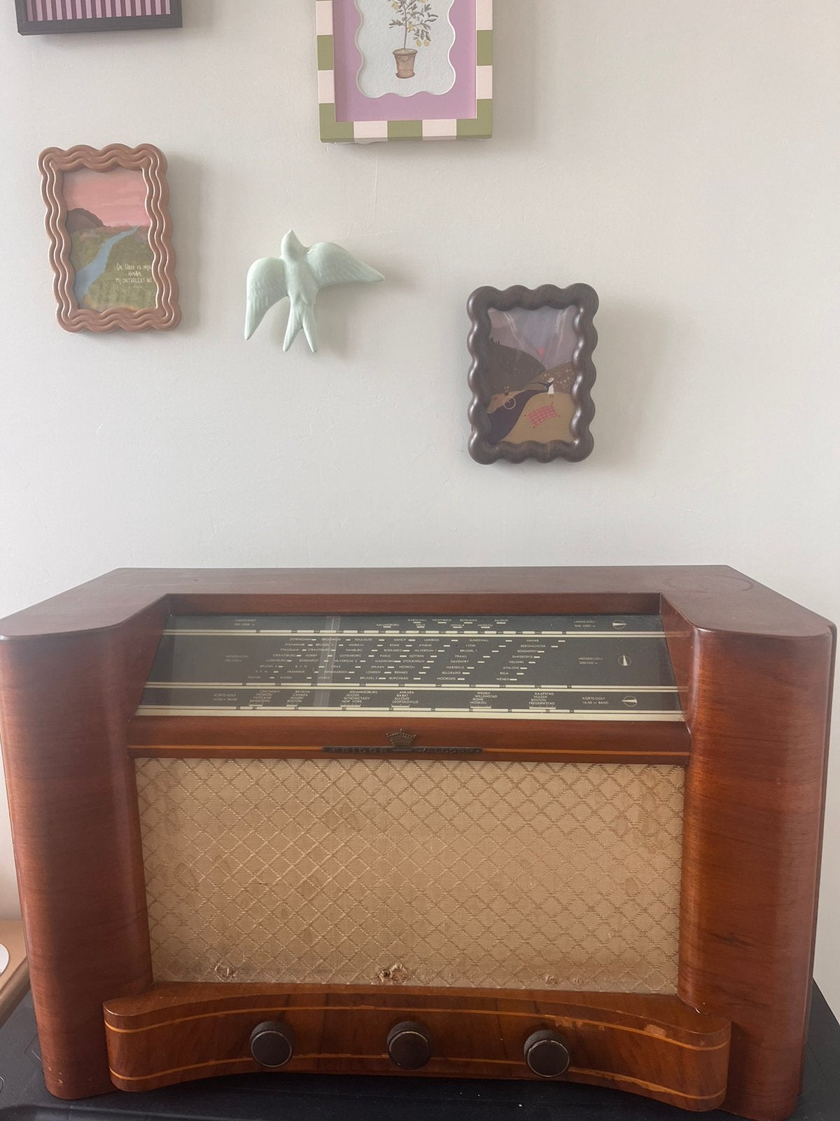 Vintage radio oud antiek decoratie retro waldorp, Antiek en Kunst, Ophalen