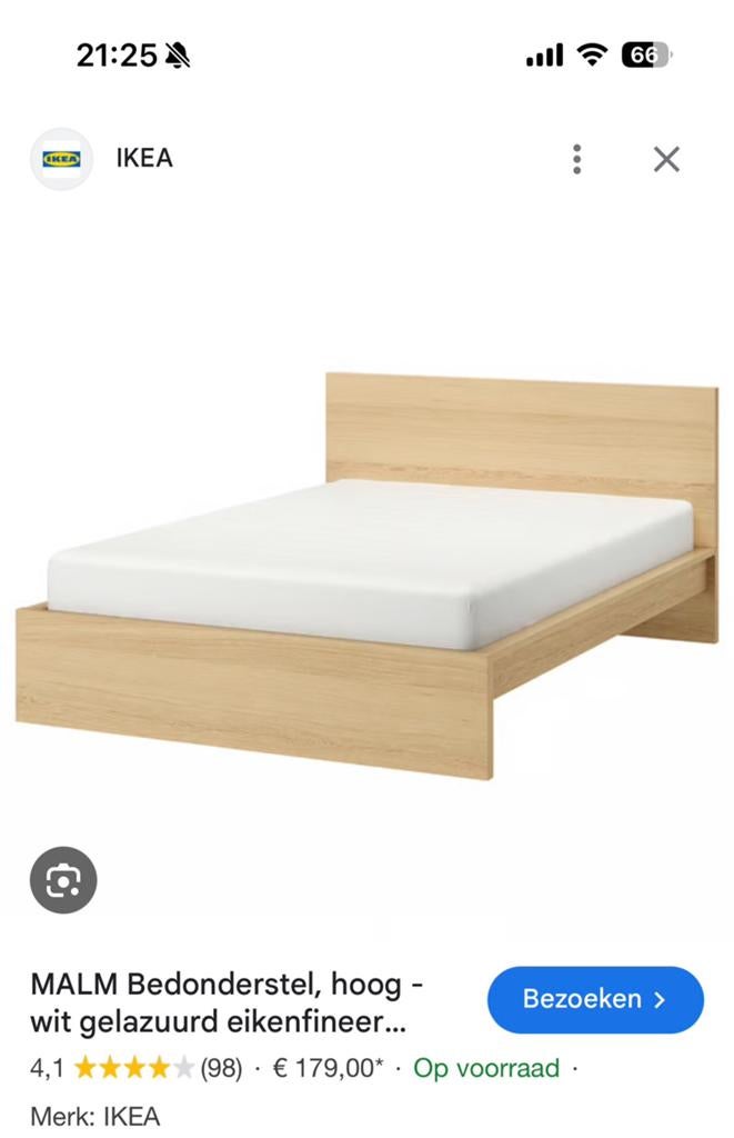 Ikea Malmbed oud laag model gratis op te halen, Gebruikt, Overige kleuren, Tweepersoons, Ophalen of Verzenden