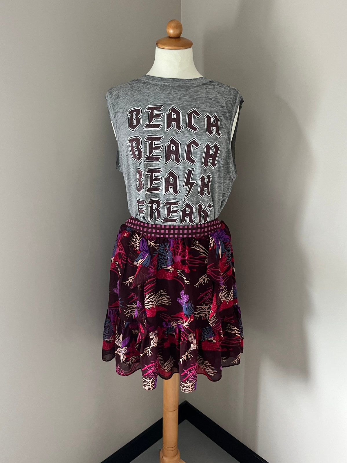 Maison Scotch top & rokje grijs paars M/L, Kleding | Dames, Maat 38/40 (M), Paars, Ophalen of Verzenden, Zo goed als nieuw