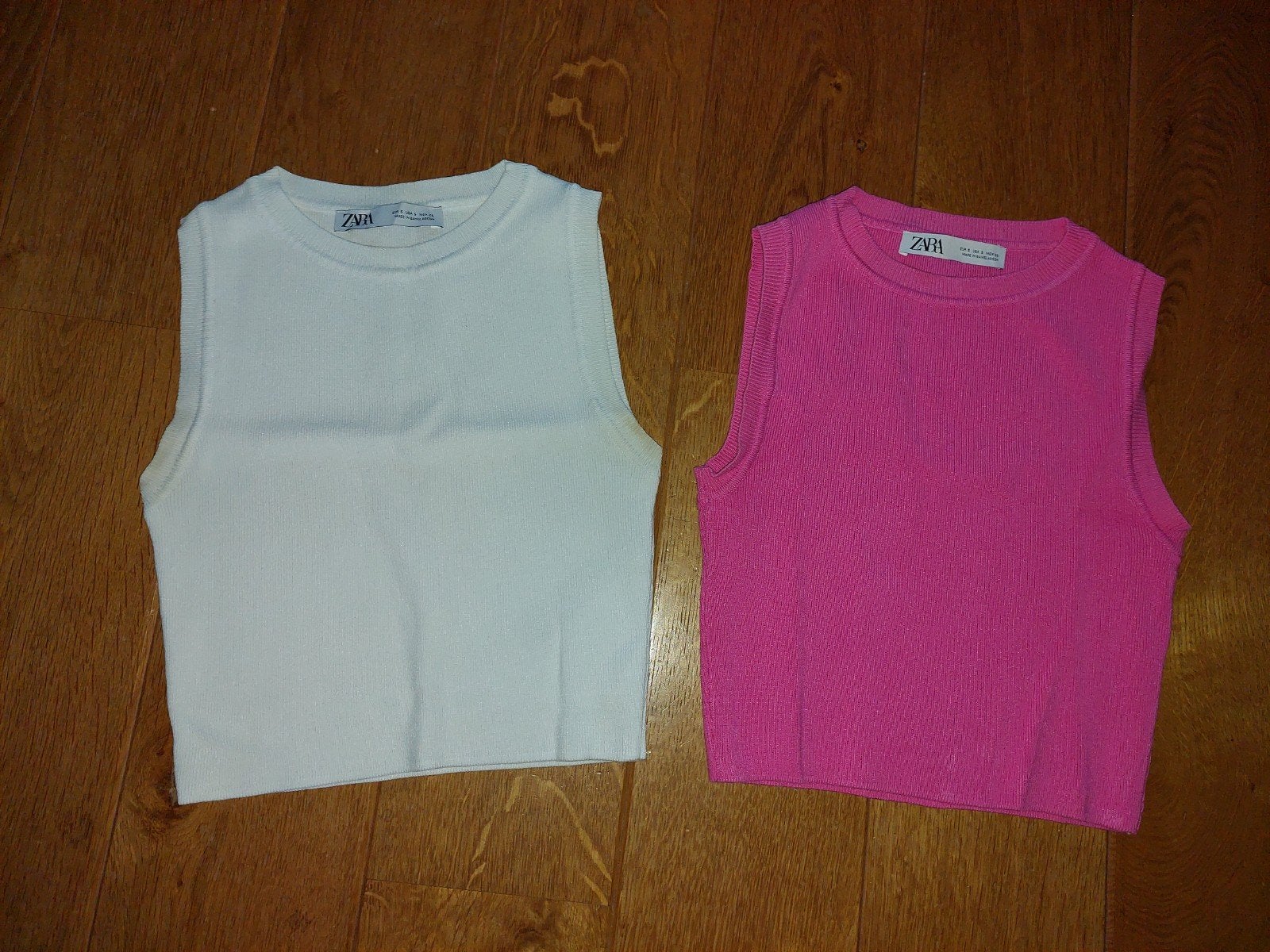 2 tops wit en roze mt. S Zara, Ophalen of Verzenden, Zo goed als nieuw, Wit, Zara