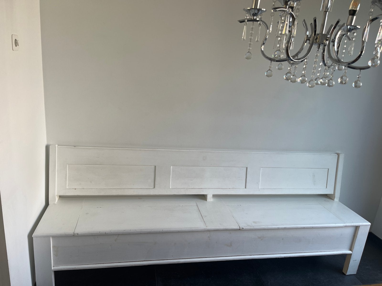 Witte bank met opbergruimte - 240 cm breed, Ophalen, Gebruikt, Minder dan 75 cm, Driepersoons
