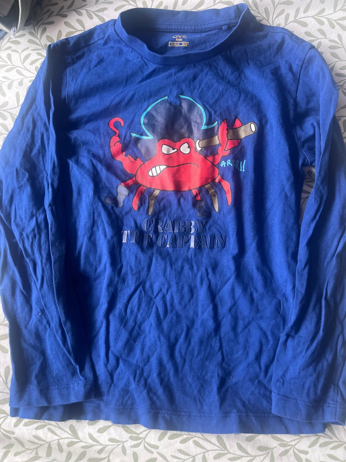 OVS Kids Blauw Shirt met Krab Print - Maat 7-8 Jaar, Ophalen of Verzenden, Gebruikt, Jongen