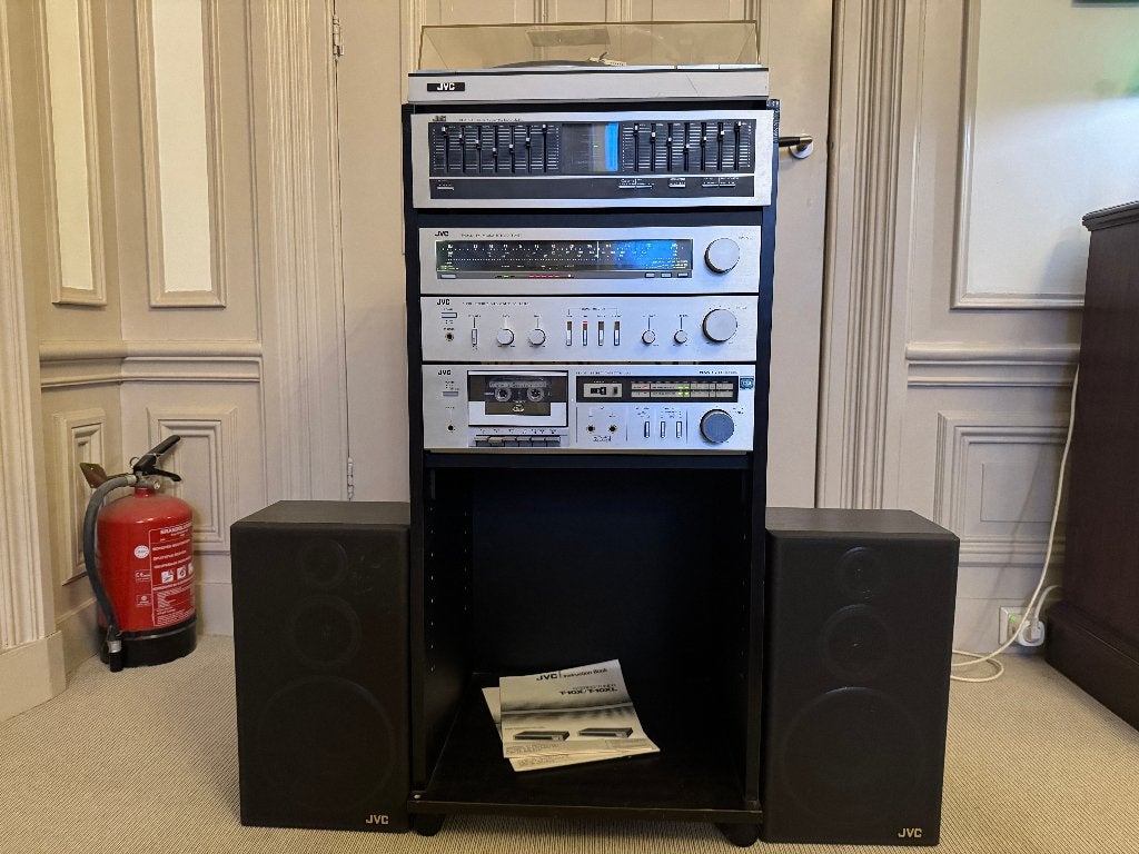 JVC Vintage Stereo Toren Set Platenspeler Cassette EQ 70-80, Gebruikt, JVC, Losse componenten, Ophalen