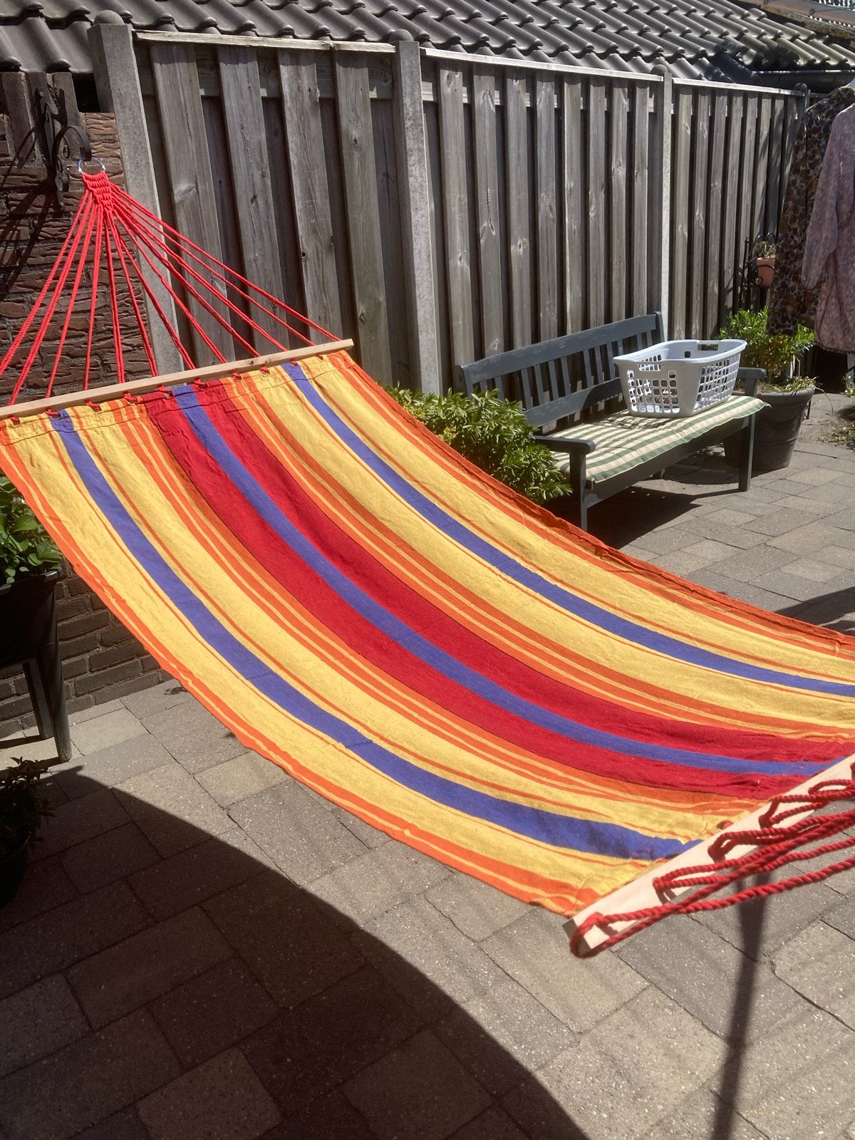 Kleurrijke hangmat voor ontspanning in de tuin, Ophalen, Nieuw, Eenpersoons, Buiten