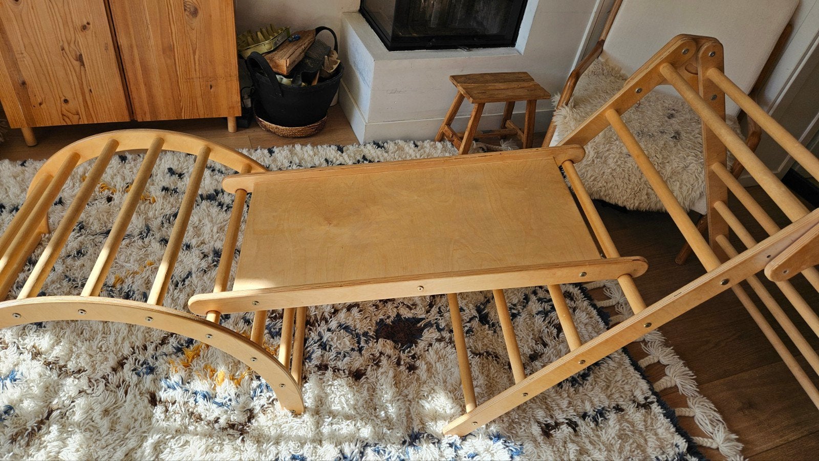 Grote Piikler driehoek met houten klimboog en glijbaan, Ophalen, Glijbaan