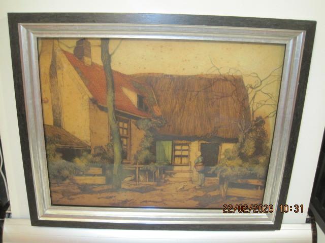 AJ van T Hoff Adriaan boerderij 1930 afm 64,5/52,5 (377), Ophalen of Verzenden