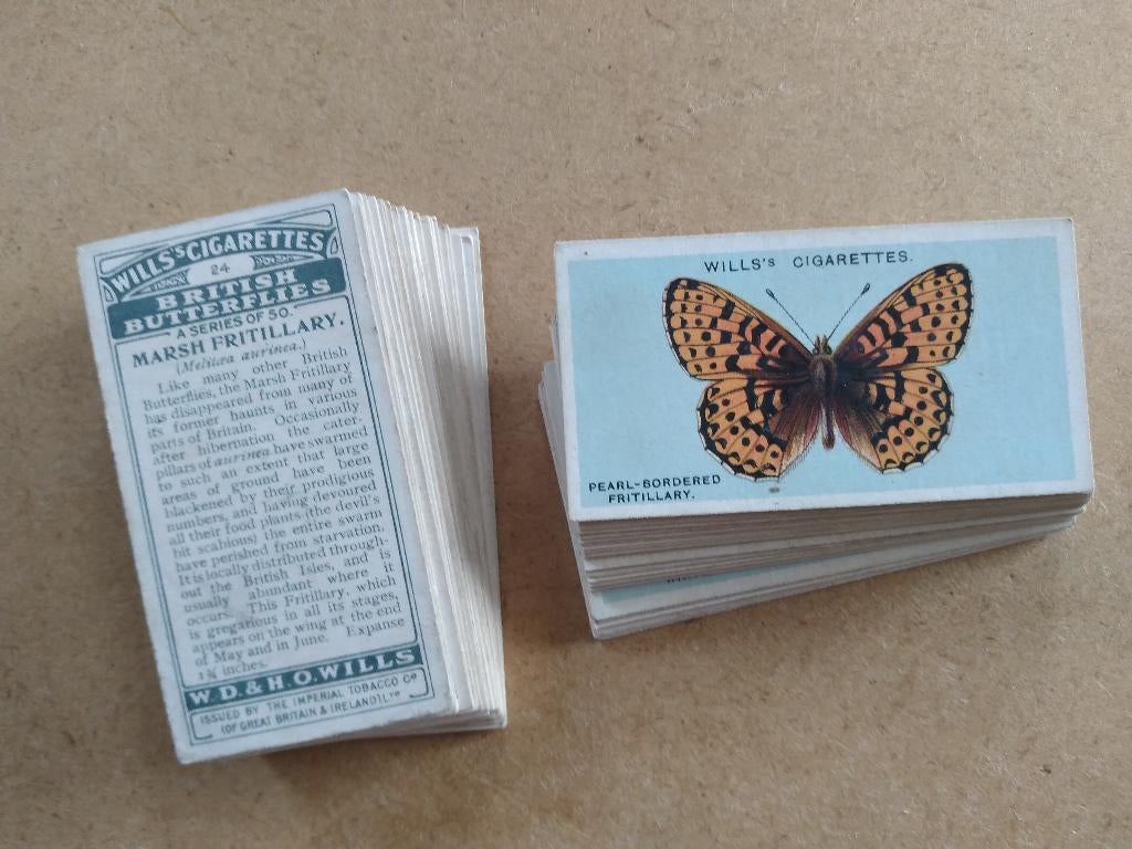 British Butterflies complete set 50 cigarette cards 1927, Ophalen