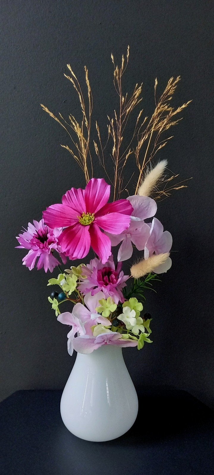 Kunst- en Droogbloemen gebonden boeket met ikea vaas H40 cm, Binnen, 40 cm, Nieuw, Ophalen of Verzenden
