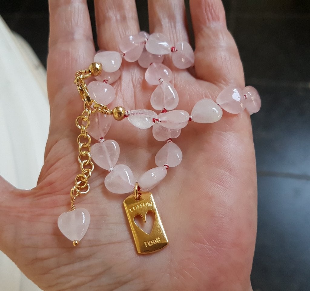 Rozenkwarts Edelsteen Ketting 18K goldplated ️️️️️️❤️❤️❤️, Sieraden, Tassen en Uiterlijk, Verzenden, Nieuw, Steen of Mineraal