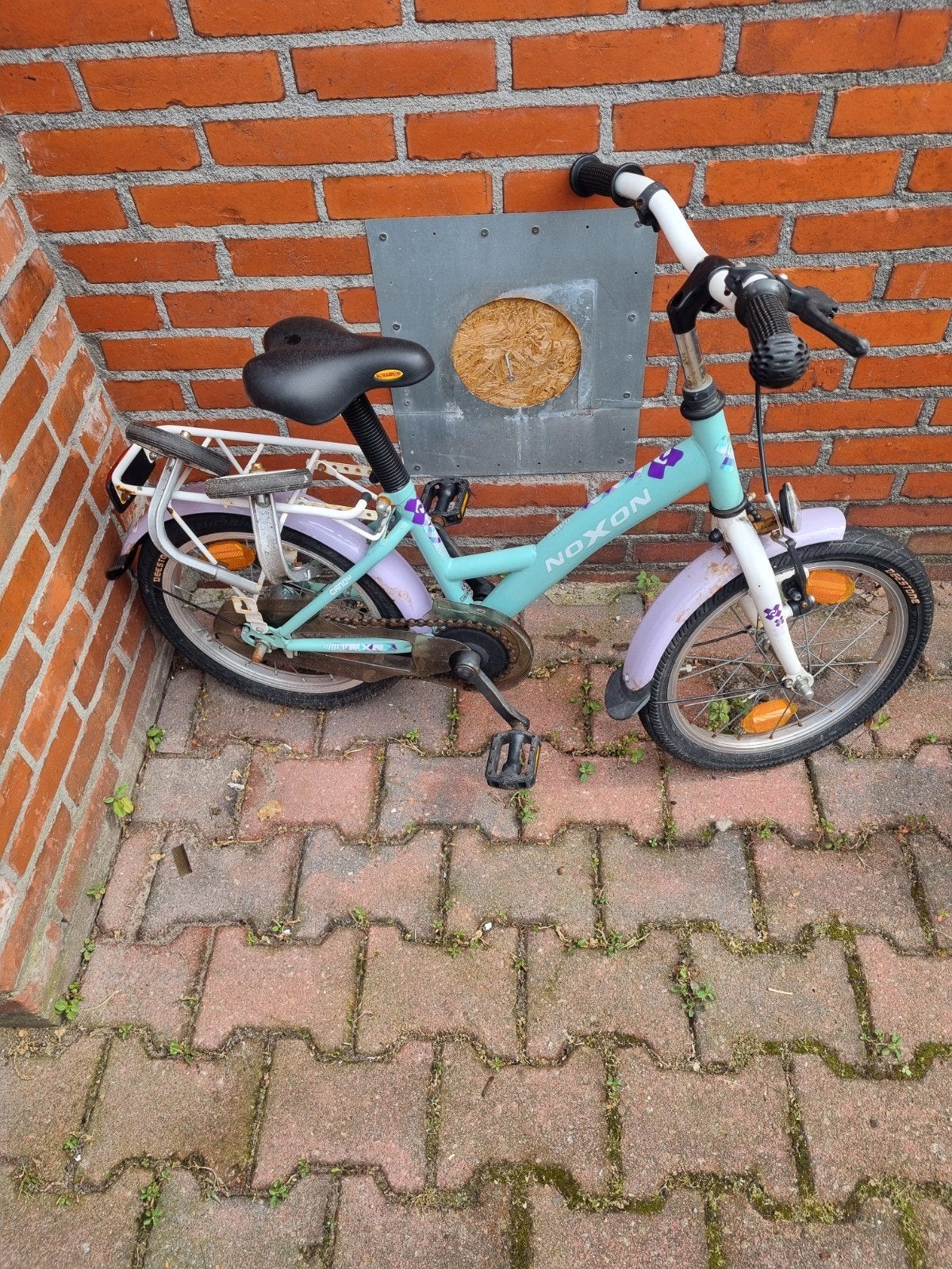 Noxon kinderfiets 16 inch - lichtblauw/paars, Ophalen, Velgrem, Noxon, 16 tot 20 inch