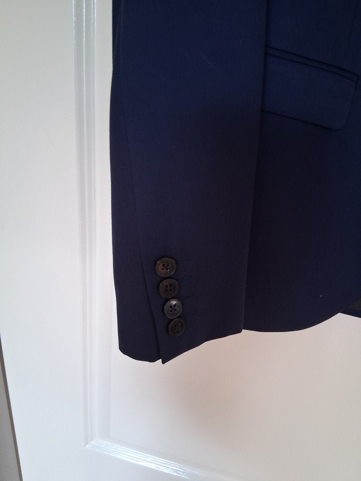 Donkerblauw WE Skinny Fit Pak - Zo Goed als Nieuw, Kleding | Heren, Kostuums en Colberts, WE, Blauw, Ophalen of Verzenden, Zo goed als nieuw