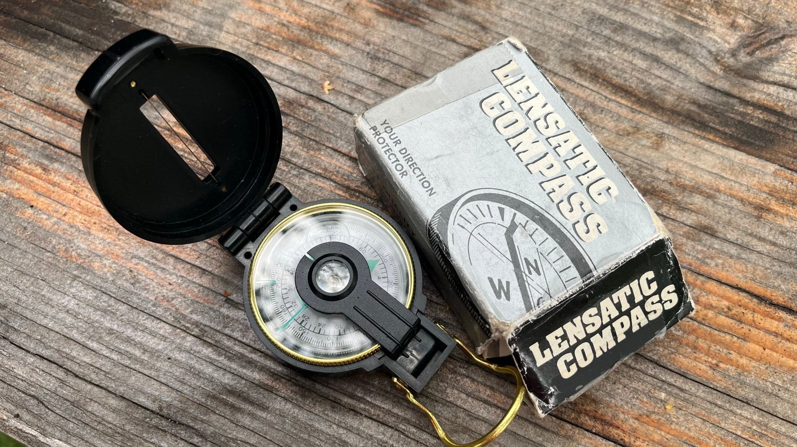 Vintage Lensatic Kompas met originele doos, Ophalen of Verzenden, Gebruikt