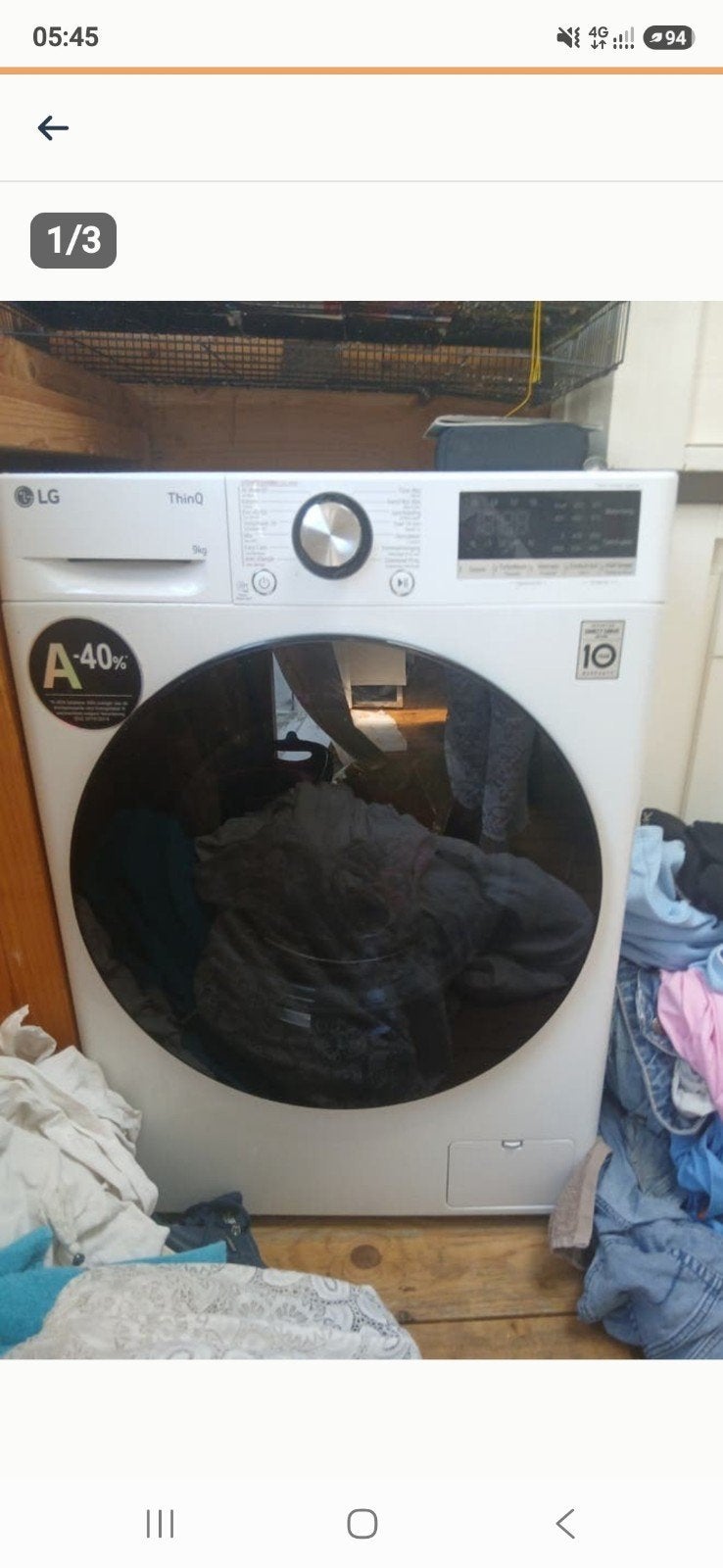 LG ThinQ Wasmachine 9kg A-40% Voorlader, Witgoed en Apparatuur, Wasmachines, Zo goed als nieuw, Voorlader, 8 tot 10 kg, 85 tot 90 cm