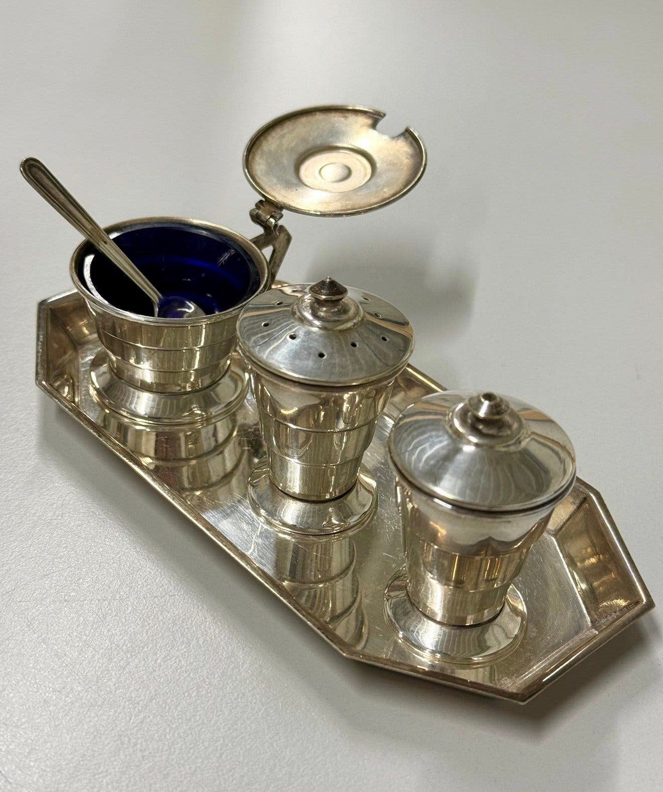 Vintage EPNS Cruet-Set Verzilverde Specerijen potjes 1960, Antiek en Kunst, Ophalen of Verzenden