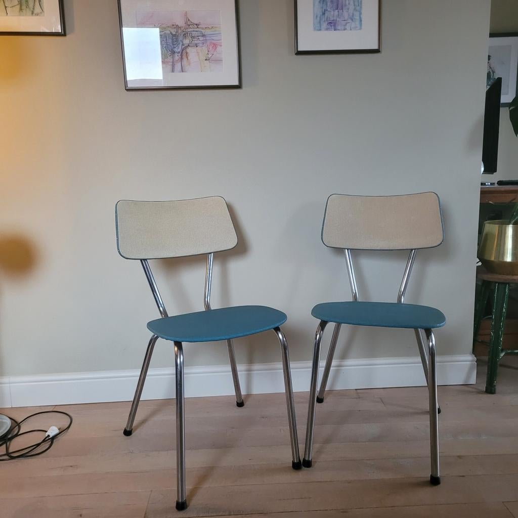 2 x vintage stoel., Verzenden, Gebruikt, Blauw, Twee
