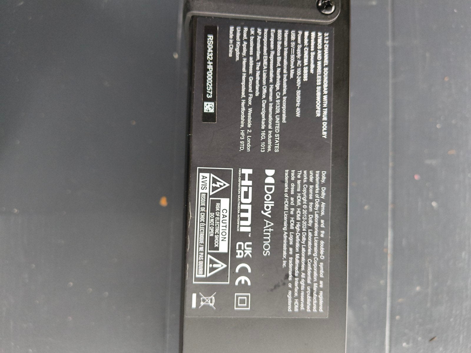 JBL CINEMA 58395 Soundbar met draadloze subwoofer, Ophalen