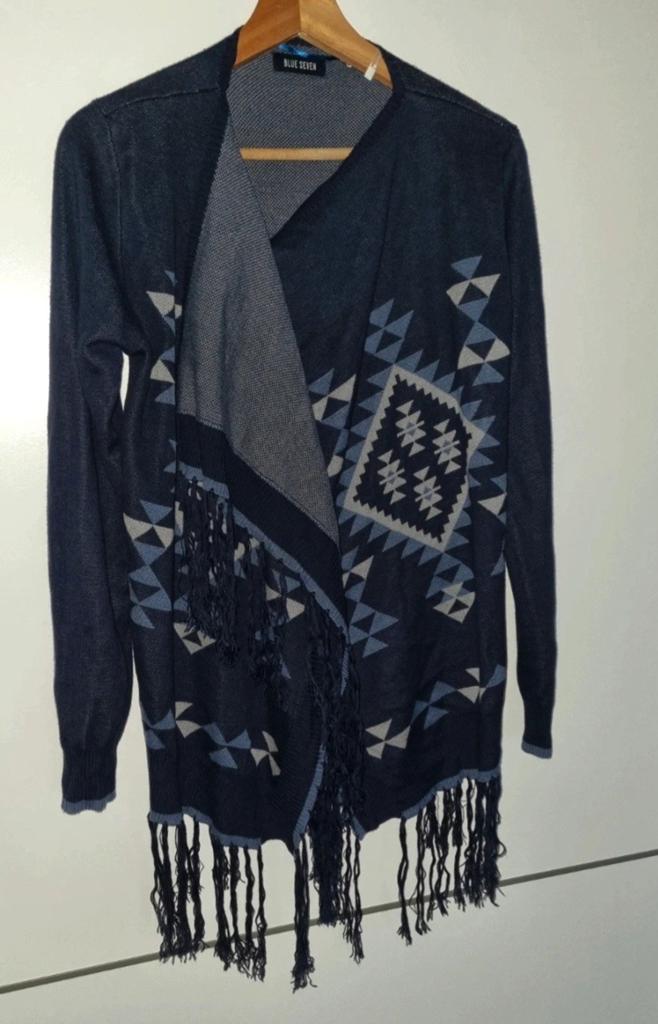 Blue Seven vest met franjes - Donkerblauw, Maat 38/40 (M), Blauw, Ophalen of Verzenden, Gedragen