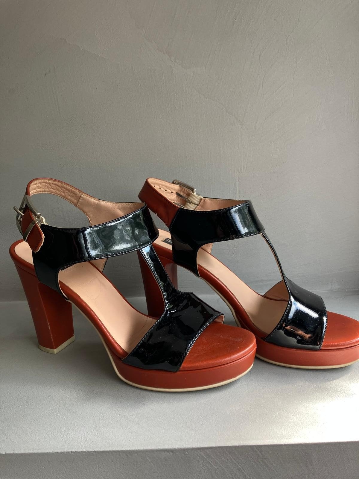 Roberto d'Angelo Zwarte Lakleren Sandalettes - Maat 38.5, Zwart, Sandalen of Muiltjes, Ophalen of Verzenden, Roberto d'Angelo