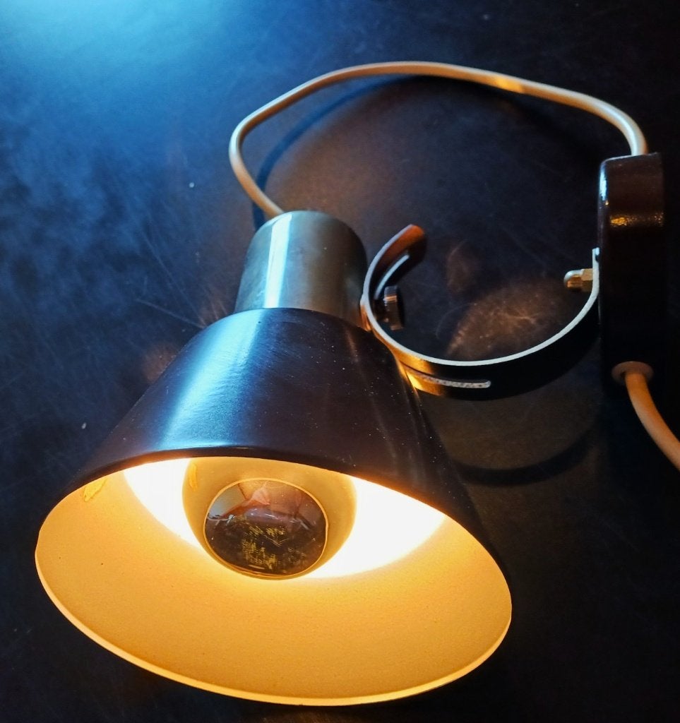 Vintage Mid-Century Wandspot / Bruin Metaal / Jaren 60 70, Bruin, Wandlamp, Kunststof, Gebruikt