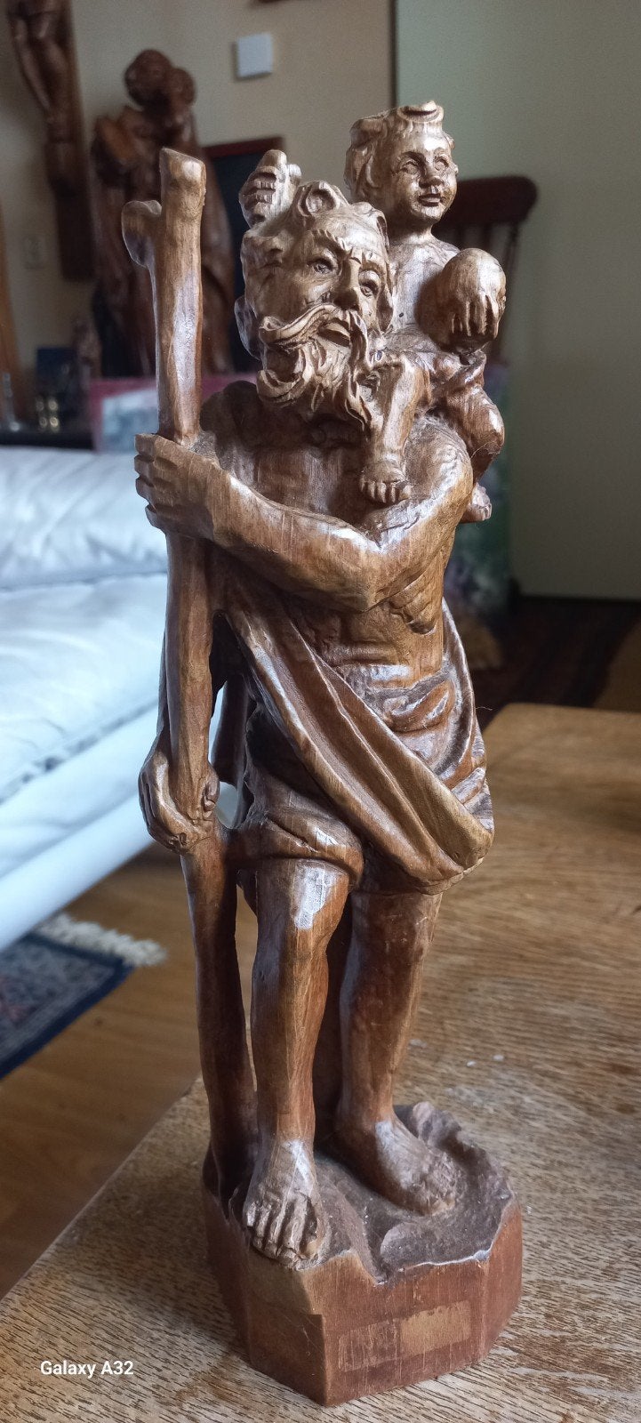 Sint Christoffel houten beeldje ., Ophalen of Verzenden