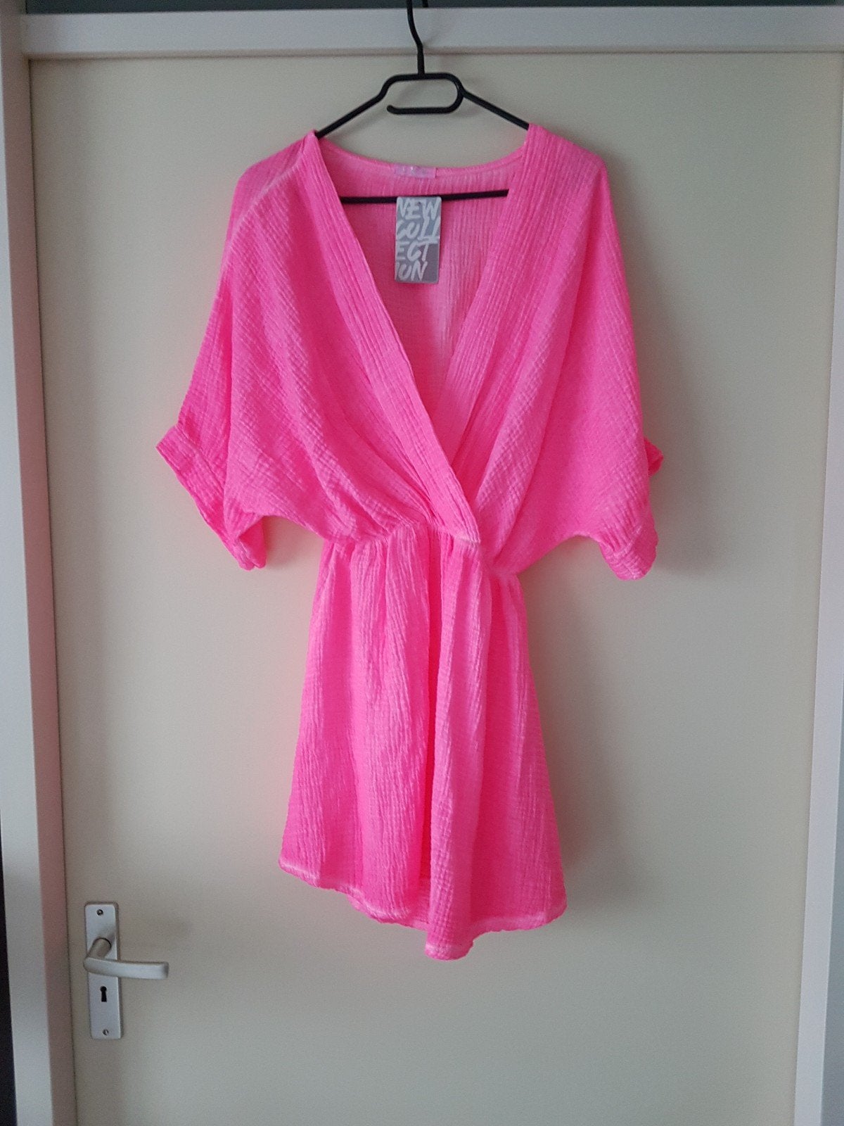 Jumpsuit neon roze one size, Verzenden, Nieuw, Roze