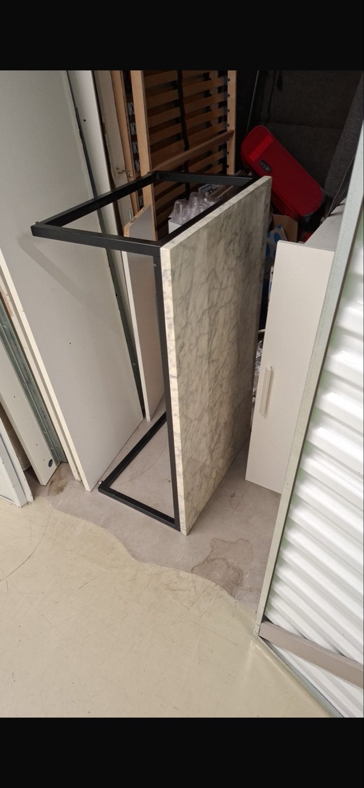 Salontafel met marmer look blad en zwart metalen frame, Huis en Inrichting, Ophalen, Gebruikt, 50 tot 100 cm, Metaal