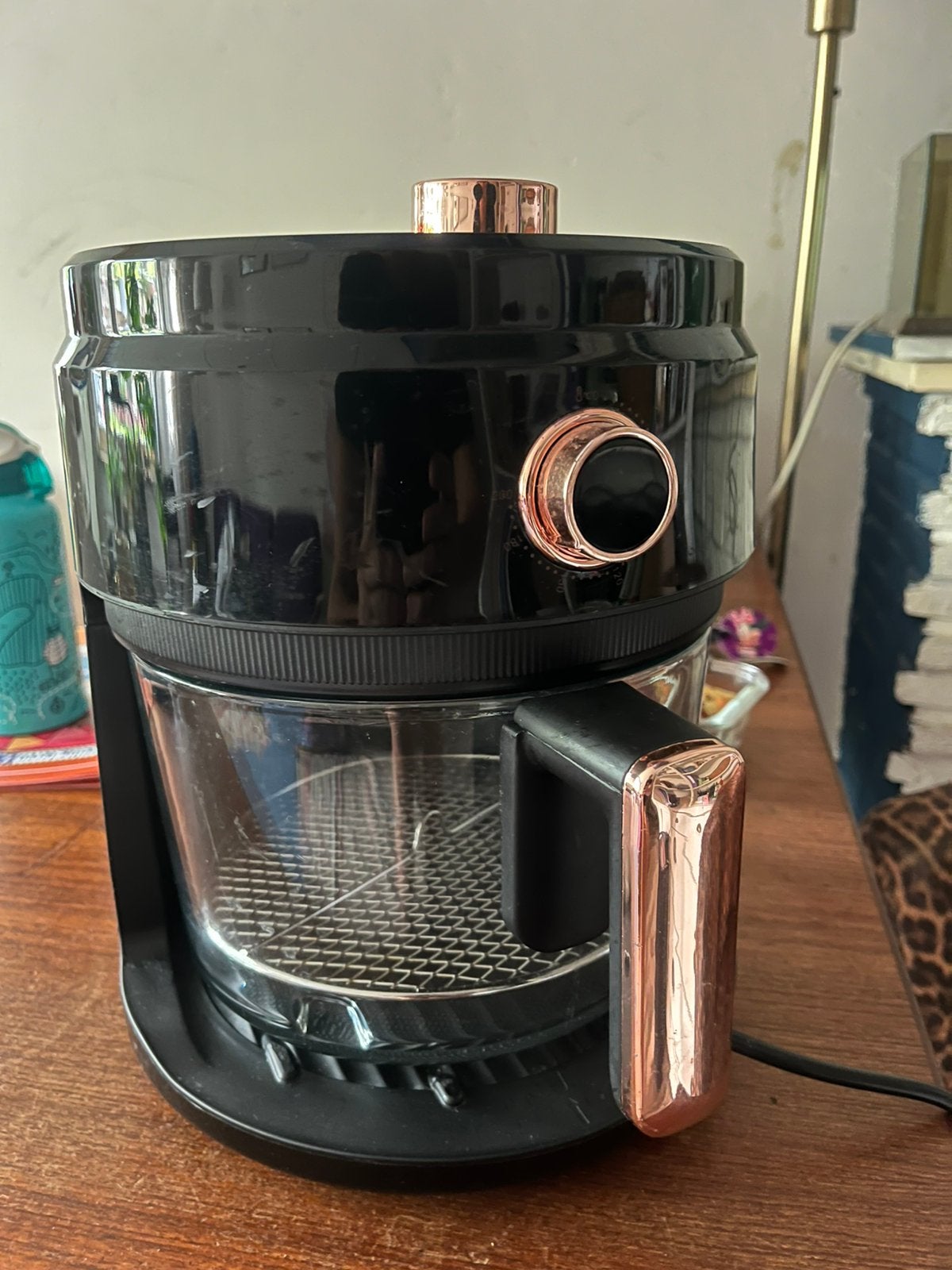 Hyundai airfryer met 3,5 l. glazen bak, mooi zwart rosegoud, Ophalen, Zo goed als nieuw, Airfryer