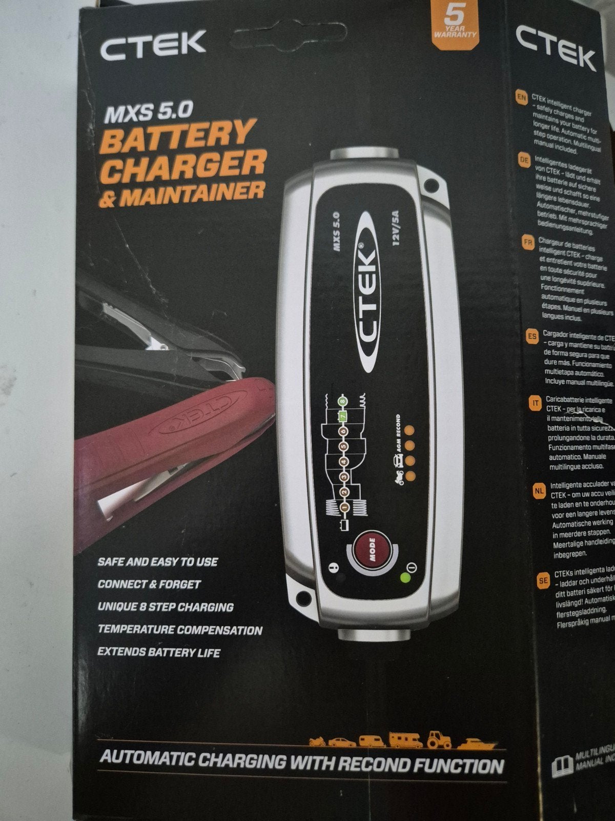 CTEK MXS 5.0 Acculader 12V 5A Druppellader Auto Motor, Ophalen of Verzenden