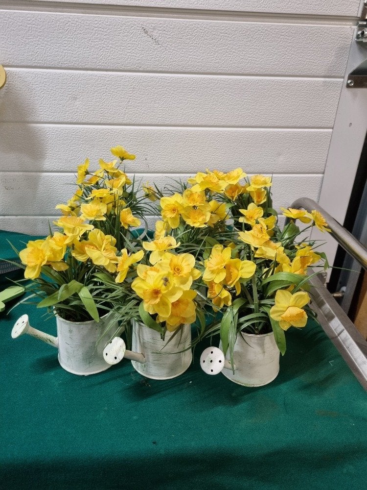 gieters met gele bloemen kunst ter decoratie 9x, Ophalen of Verzenden, 'T Olde Gre-j, Info@toldegrej.nl, Endepoelstraat 20f Didam