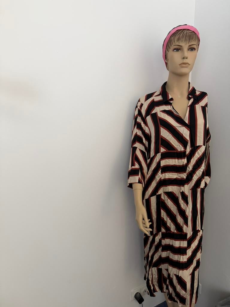 Soyaconcept jurk blouse jurk patroon zwart rood beige xl kaf, Maat 46/48 (XL) of groter, Ophalen of Verzenden, Zo goed als nieuw