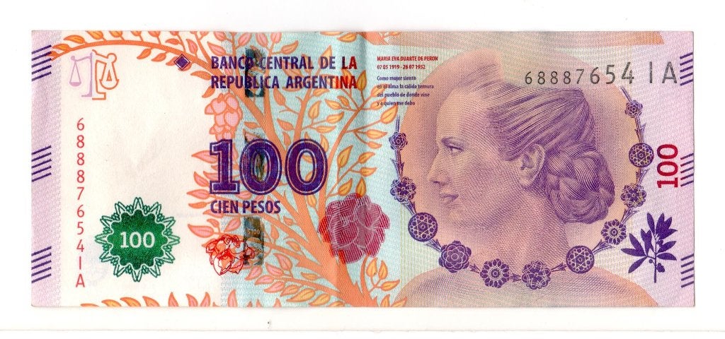 100 pesos Argentinië (BB 1), Postzegels en Munten, Bankbiljetten | Amerika, Ophalen of Verzenden, Zuid-Amerika, Los biljet
