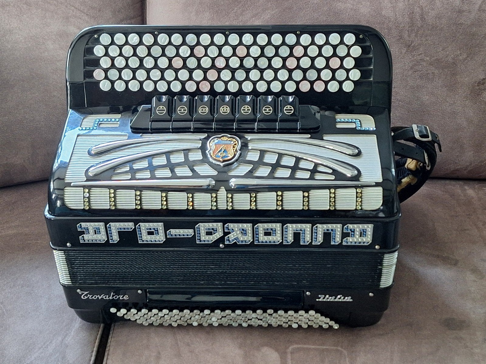 Accordiola knop accordeon zwart, Muziek en Instrumenten, Accordeons, Ophalen, Gebruikt, Met riemen, Accordiola