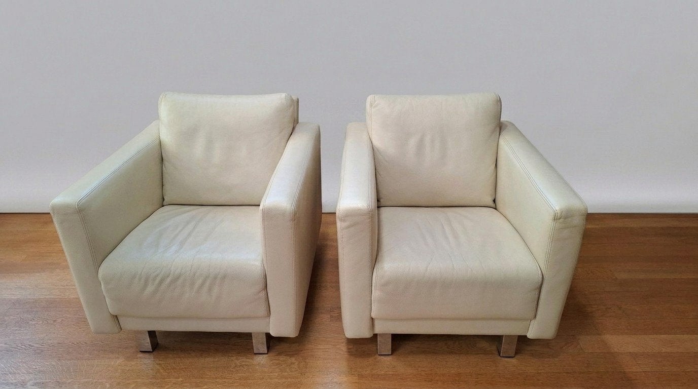 2 leren fauteuils en bank - Set van 3, Huis en Inrichting, Fauteuils, Ophalen, Gebruikt, Modern, Tijdloos, Leer