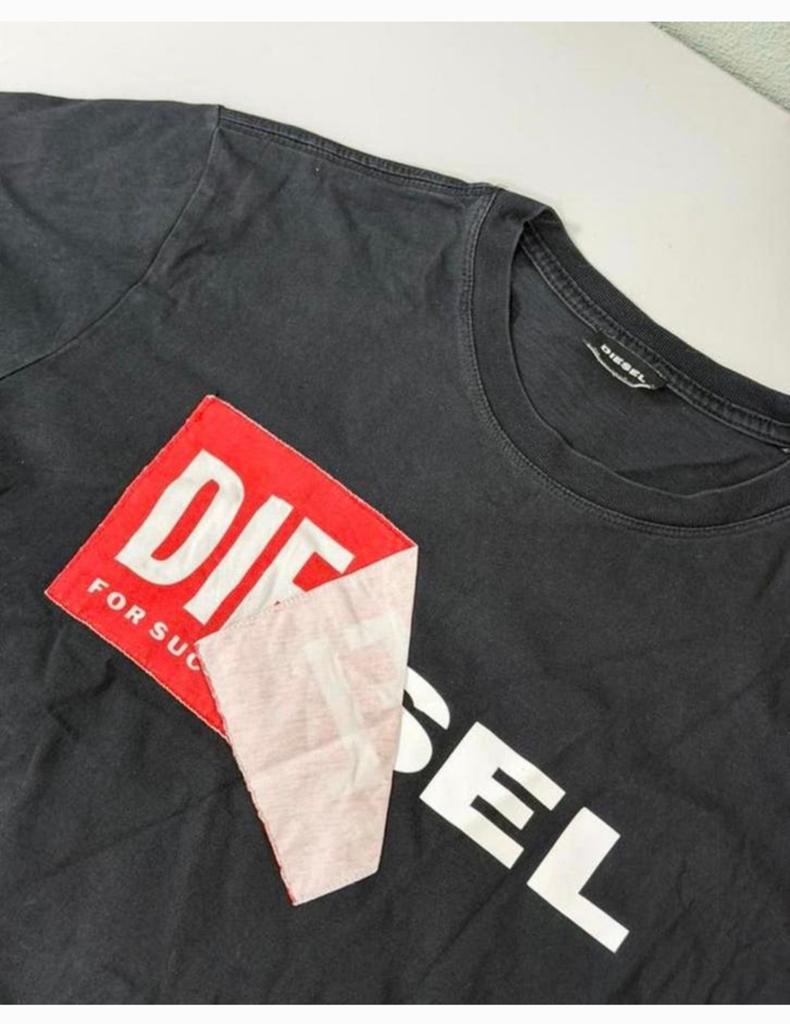 DIESEL HEREN T-SHIRT met groot Logo zwart tshirt L katoen, Maat 52/54 (L), Zwart, Ophalen of Verzenden, Zo goed als nieuw