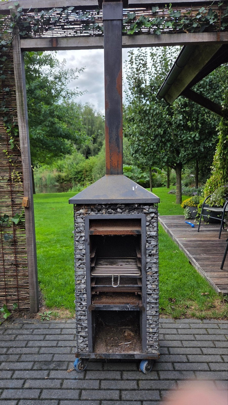 Buitenhaard met grillrooster - Gabion stijl, Tuin en Terras, Ophalen, Gebruikt