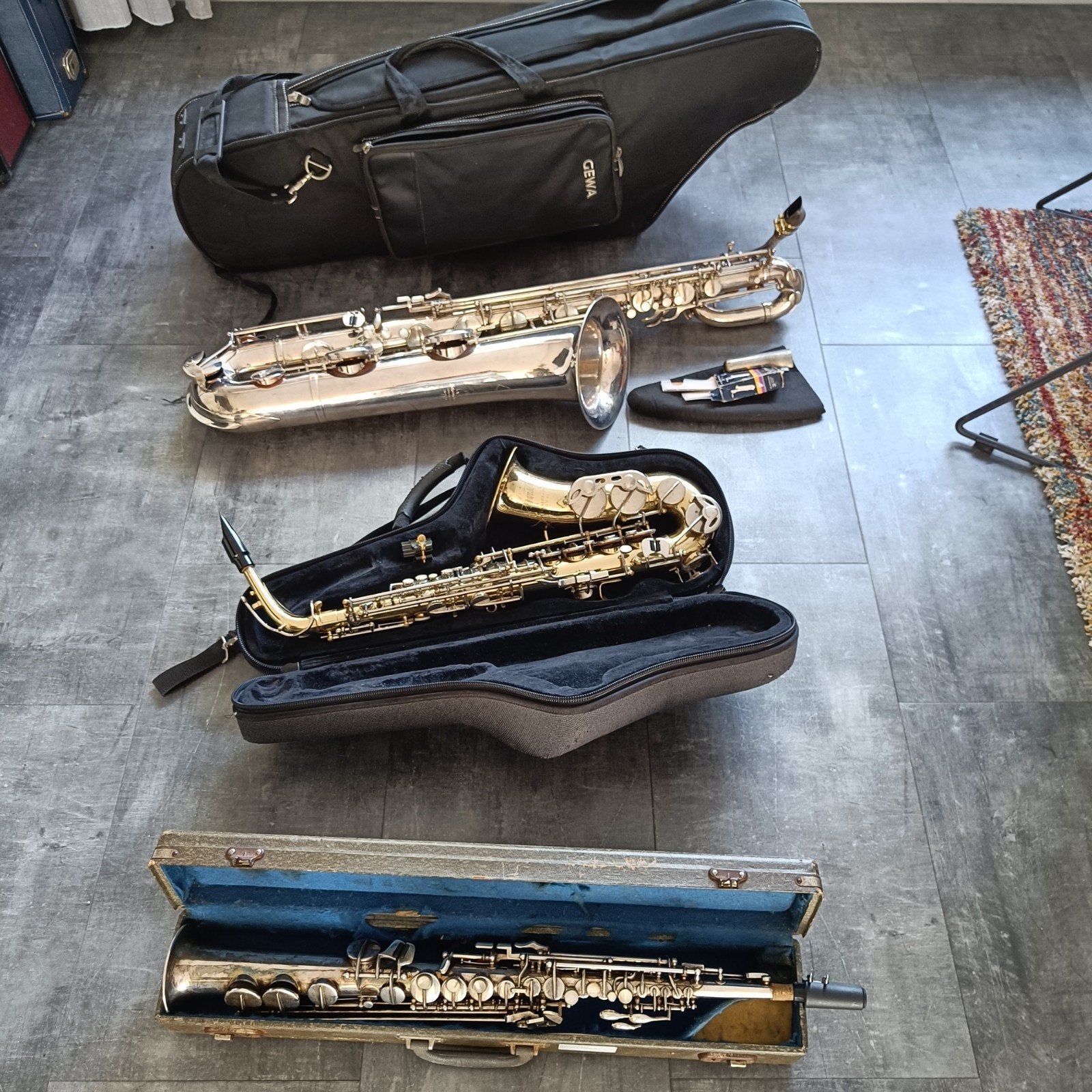 3 Vintage Saxen Bariton Alt Sopraan, Muziek en Instrumenten, Blaasinstrumenten | Saxofoons, Ophalen, Gebruikt, Alt