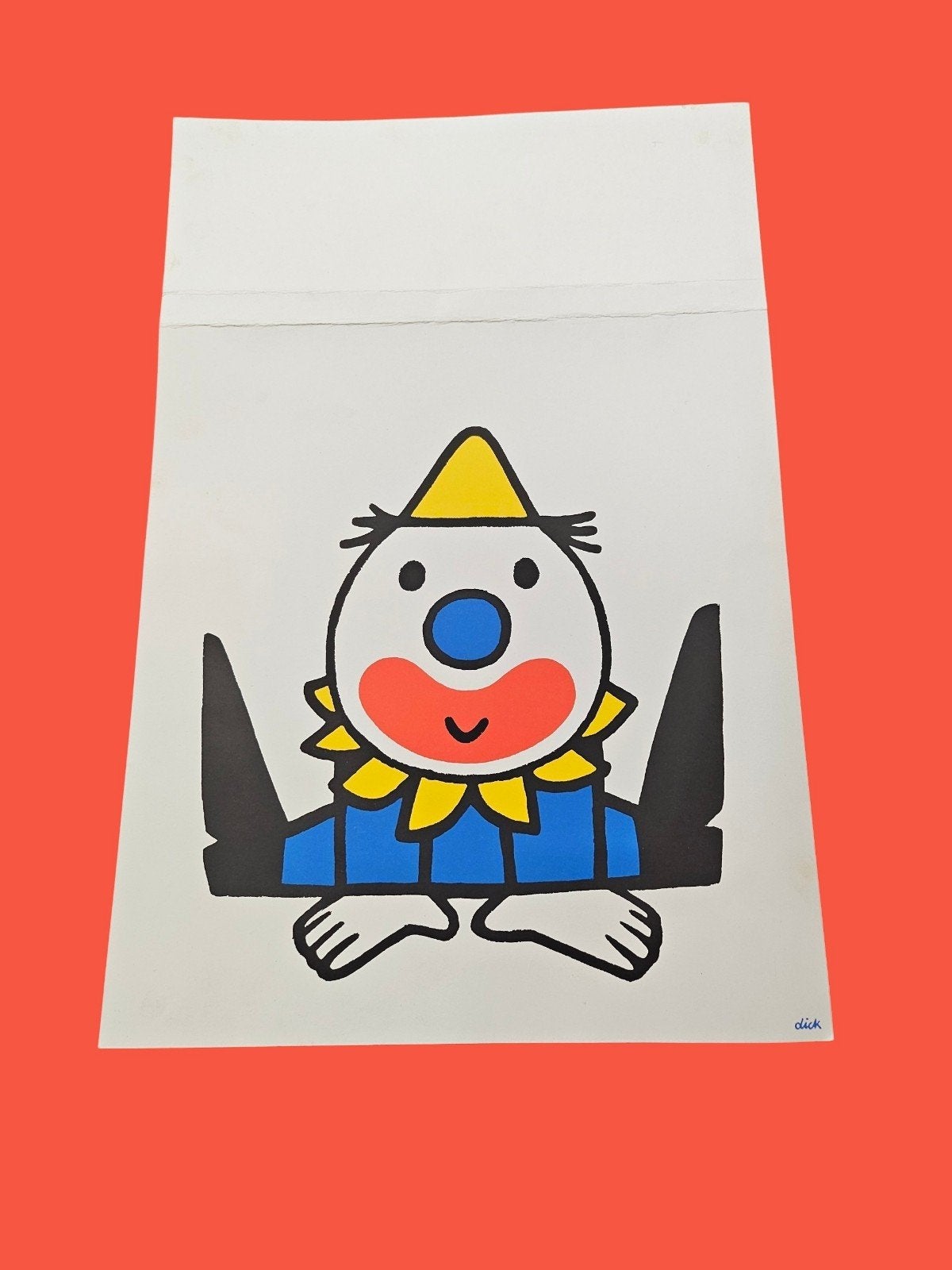 Vintage Dick Bruna Prent: Clown, Ophalen, Gelezen, Dick Bruna, Prentenboek