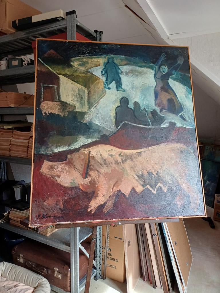 Uniek schilderij van Fons Bloemen, Antiek en Kunst, Ophalen