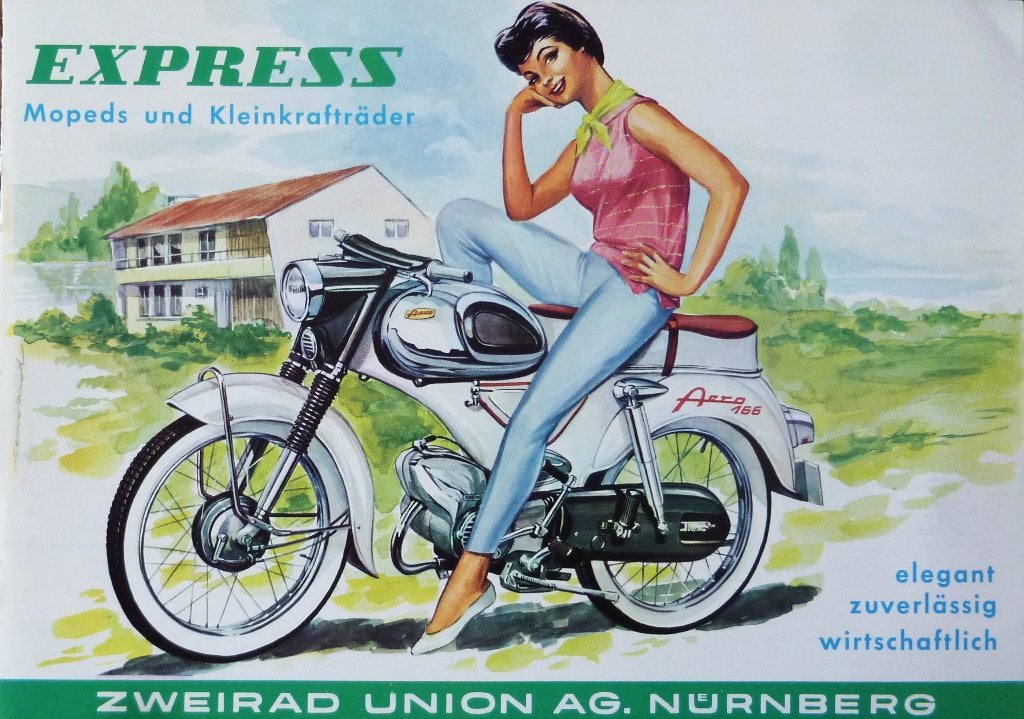 Folder EXPRESS Zweirad- Union 04/ 1963, Fietsen en Brommers, Handleidingen en Instructieboekjes, Ophalen of Verzenden, Zo goed als nieuw