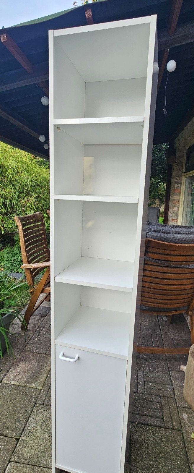Smal wit badkamerkastje met 2 deurtjes - 181x33x30cm, Ophalen, (Half)hoge kast, Gebruikt, 150 tot 200 cm