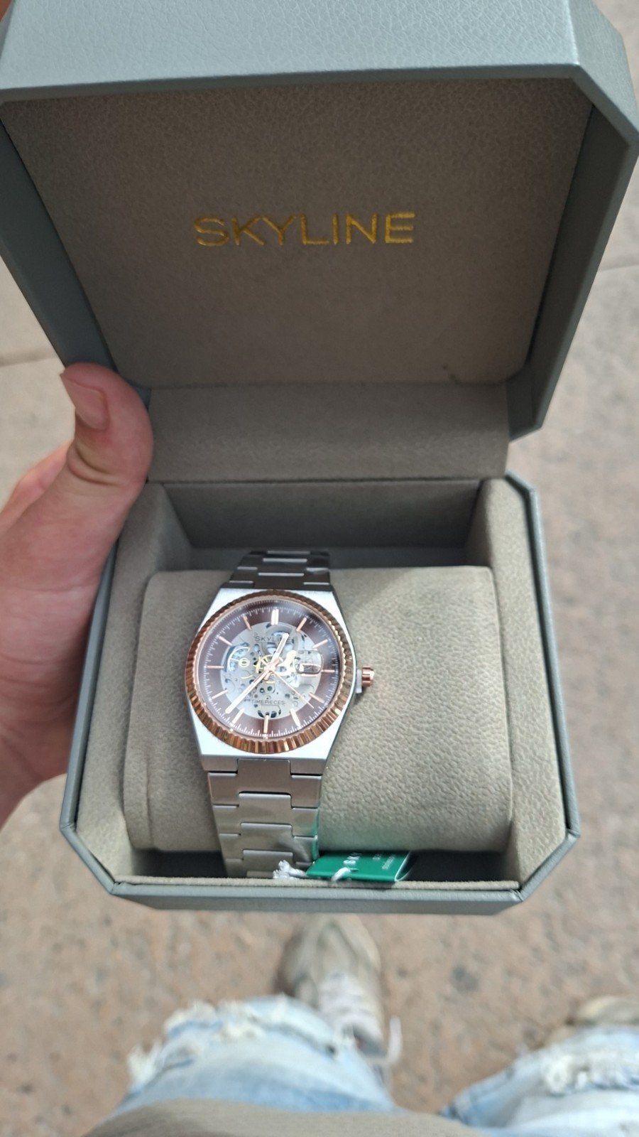 Skyline Timepieces Herenhorloge - Automatisch Skelet, Sieraden, Tassen en Uiterlijk, Staal, Staal, Polshorloge, Zo goed als nieuw