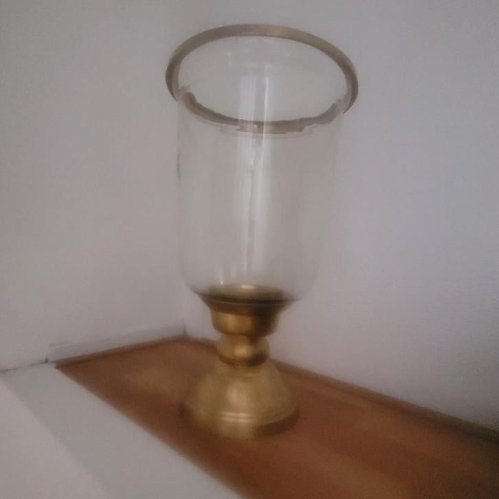 Glazen grote windlicht, Huis en Inrichting, Woonaccessoires | Kandelaars en Kaarsen, Ophalen of Verzenden, Gebruikt, Overige materialen